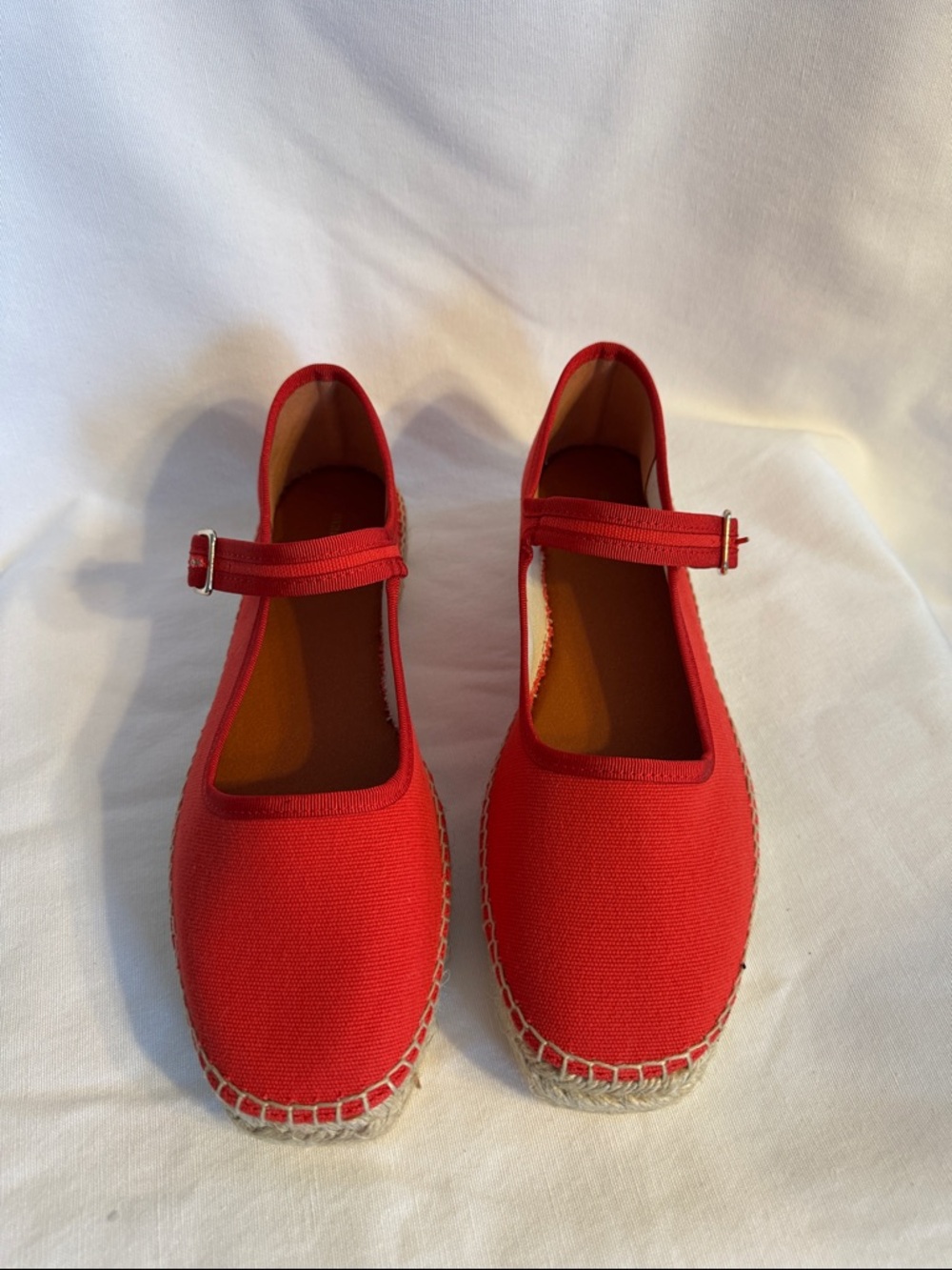 Maeve Red Canvas Espadrille Mary Jane Flats - Picture 2 of 6